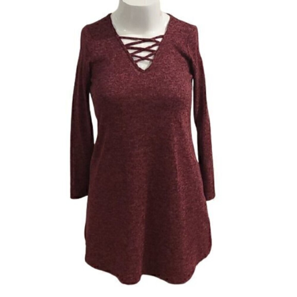 [Kaileigh] V-neck Long Sleeve Dress - Size S